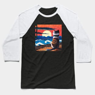 Cat watching sunset - Japanese style painting Baseball T-Shirt